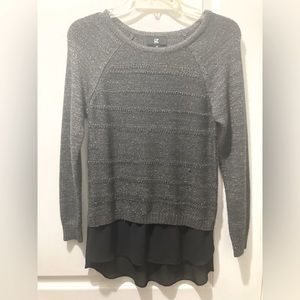 IZ BEYER grey/black glittery layered sweater, size XS